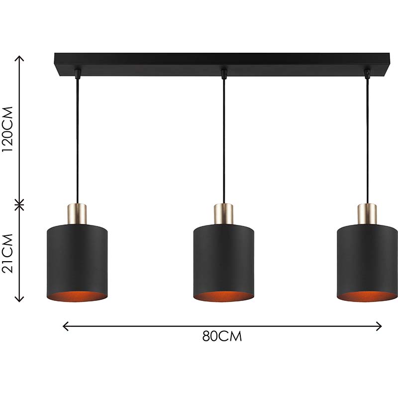 Moderne Simpel Lysekrone Dekorativ Justerbar Lang Pendent Light 3lys skærm Alle Sandy Black E27