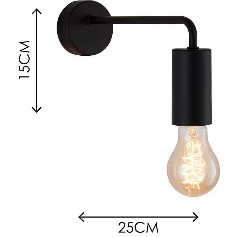 Forbedr dit rum med den simple moderne væglampe - mat sort - E27