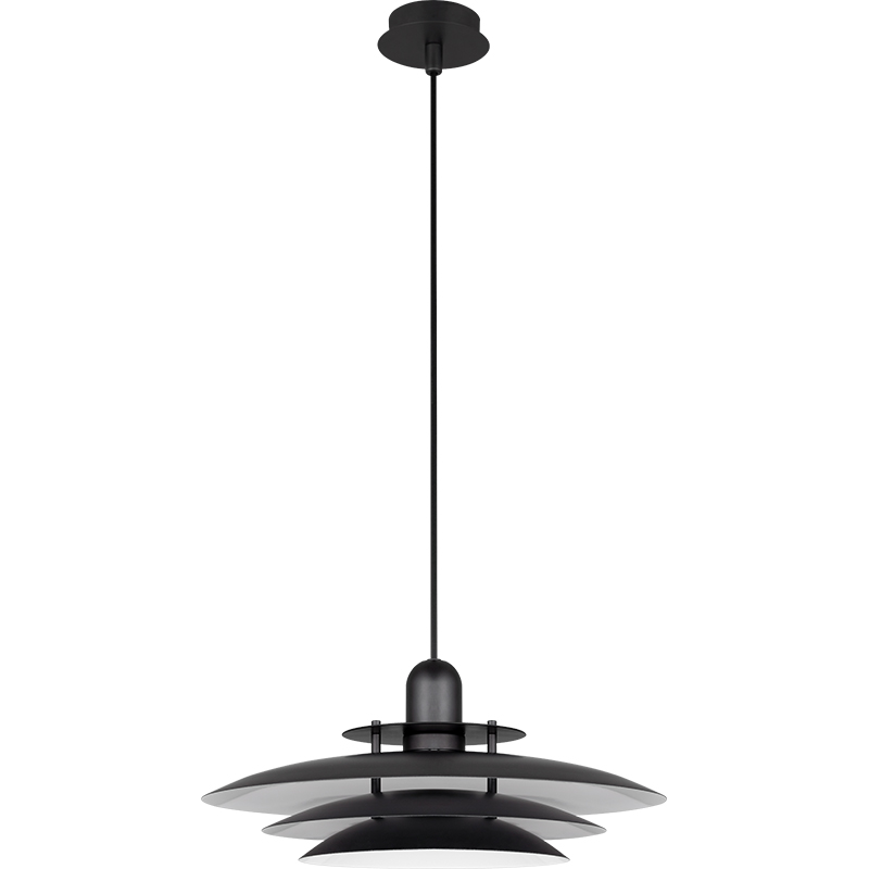 Nordic Round Light Attraktiv lysekrone Louvre Pendent lys Højdejusterbar mat sort inderside Hvid E27