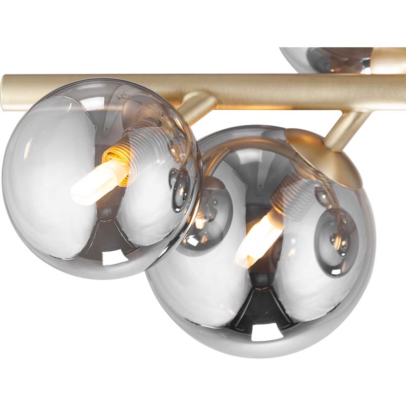 Nordic Authenic Ceiling Luxury Decorative Ceiling Light 7lys Matt Messing & Full Smoky Glass G9