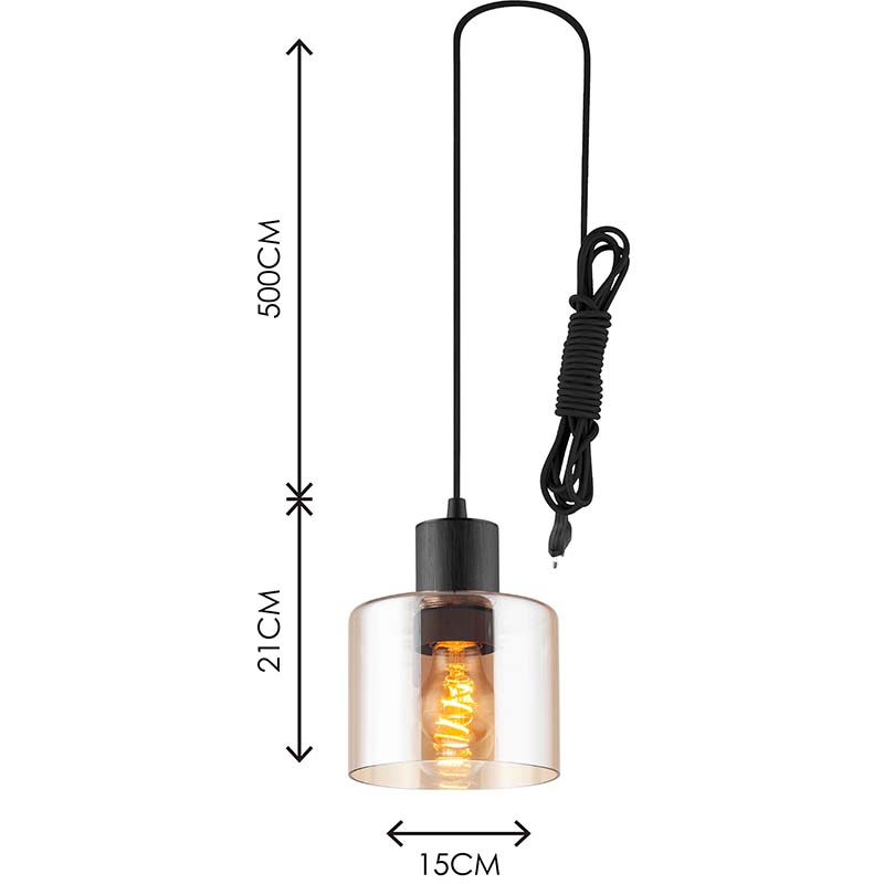 Modren Simple Light Attraktiv lysekrone Dekorativ Amber Glas Justerbar Pendel E27 Dim