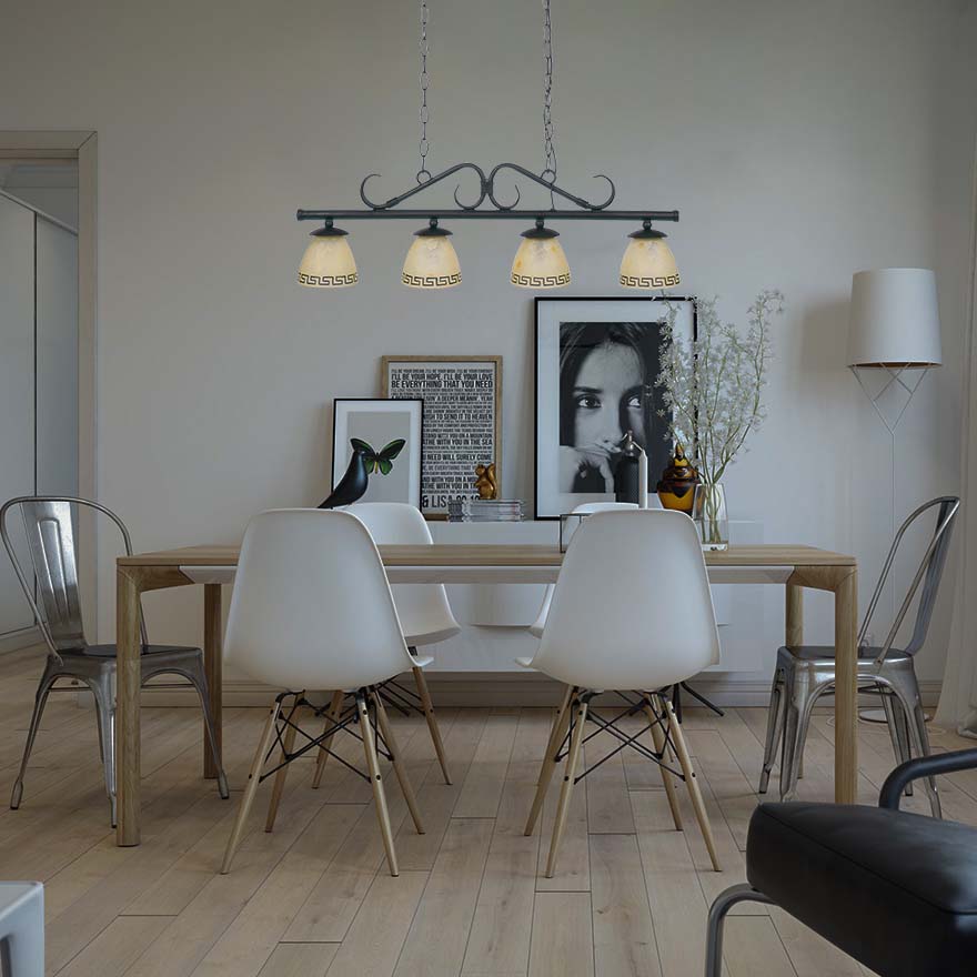 Klassisk design med gult alabastglas pendant lysjustering E14