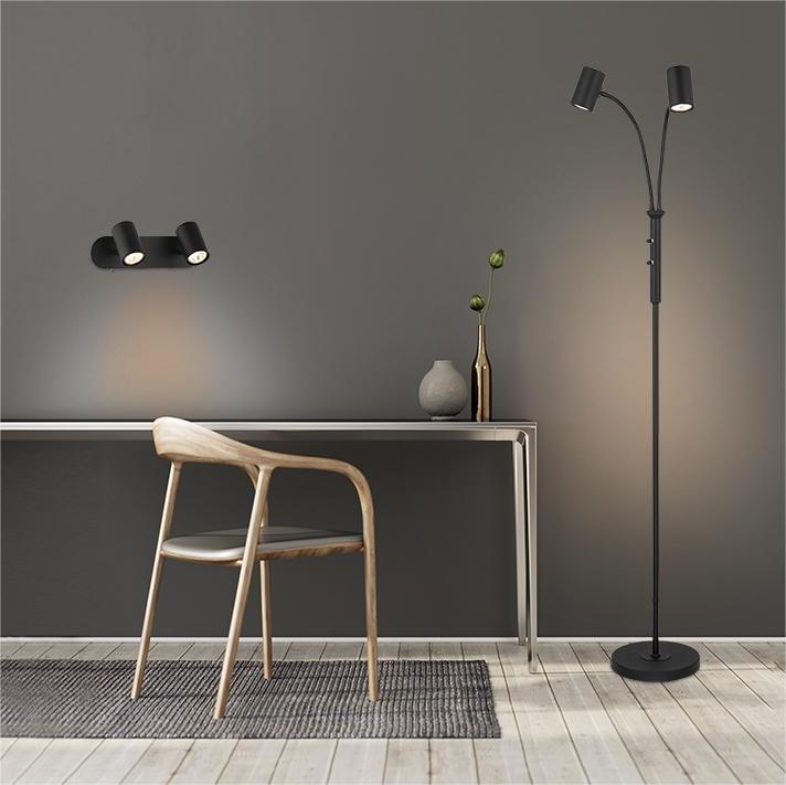 Nordic Modern Style Light Twin Wall Spot Light Home Dekorativ Light Sandy Black GU10 Dim