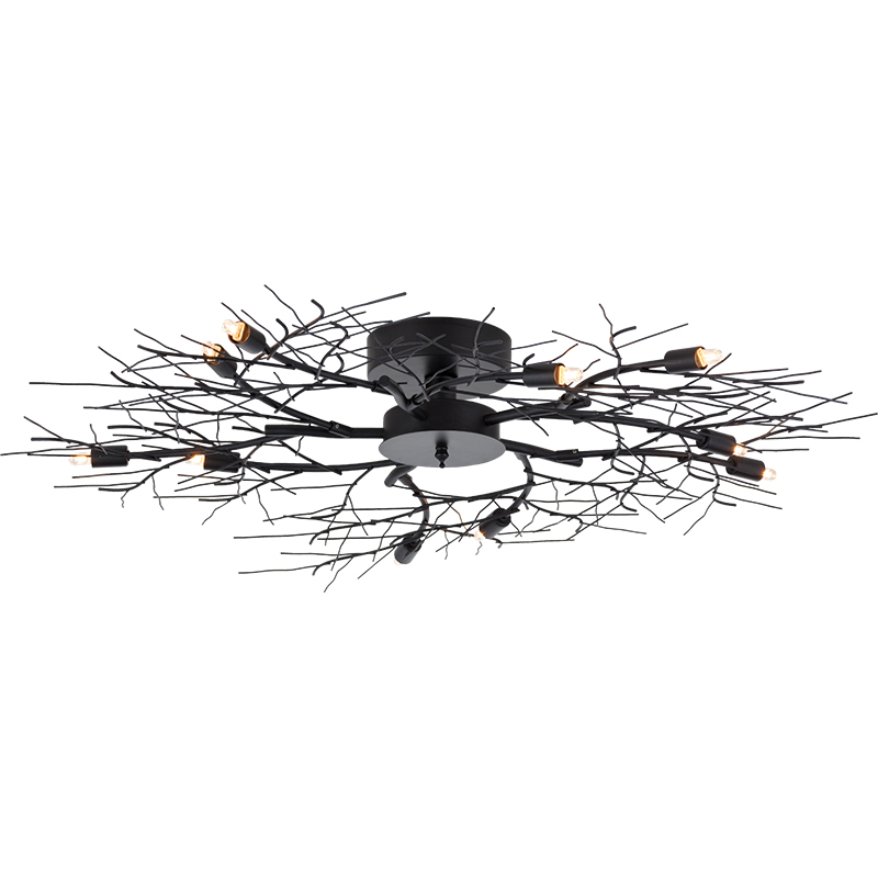 Mordern Design af Mangnolia Branch Loftlampe 10lys mat sort G9