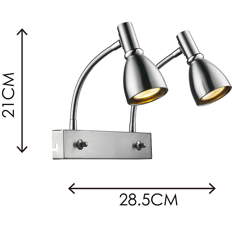 Hjemmestudium med EMIL Nordic Modern Style Twin Wall Spot Light: Fleksibel arm, pletfinish - GU10 Dæmpbar