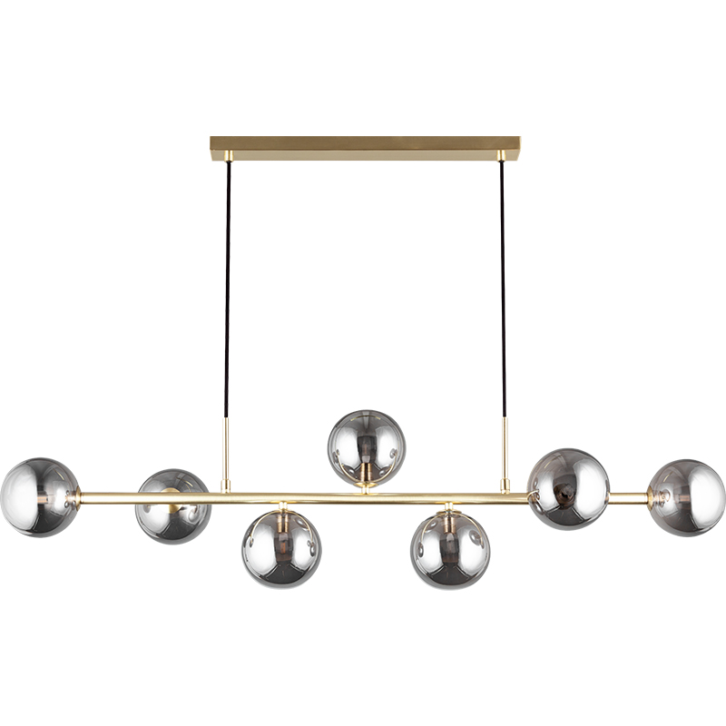 Nordic Authenic Design Hængelys Dekorativ Justerbar Pendent Light 7lys Matt Messing & Smoky Glass G9