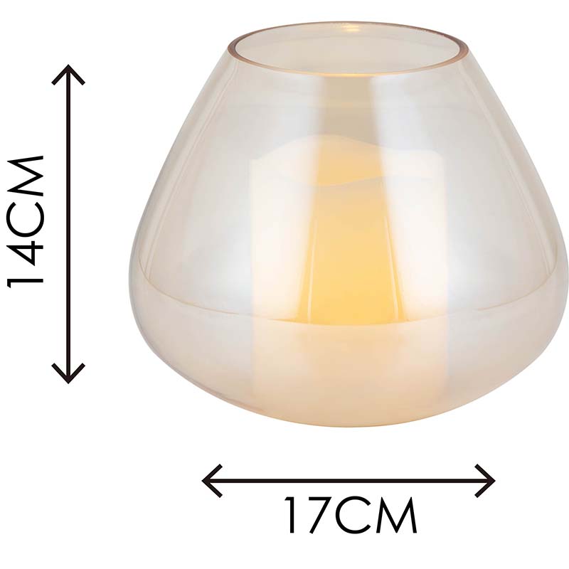 KELLY Elegant Decor Amber Glas Lysestage/vase Dia.17cm