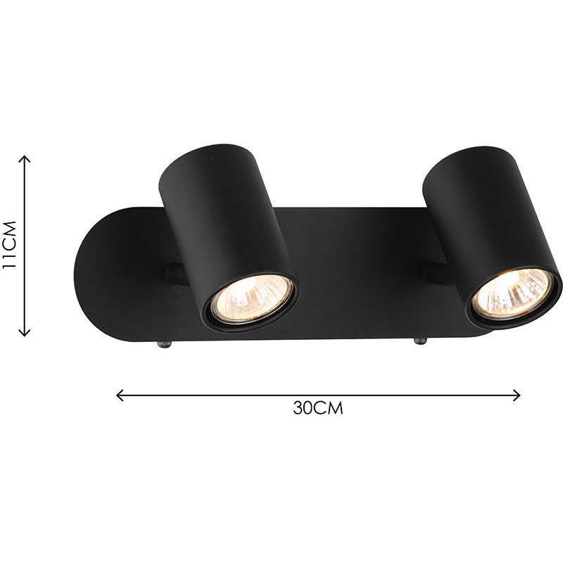 Nordic Modern Style Light Twin Wall Spot Light Home Dekorativ Light Sandy Black GU10 Dim