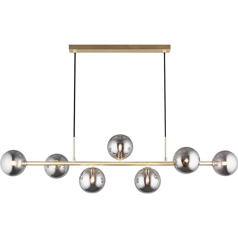 Nordic Authenic Design Hængelys Dekorativ Justerbar Pendent Light 7lys Matt Messing & Smoky Glass G9