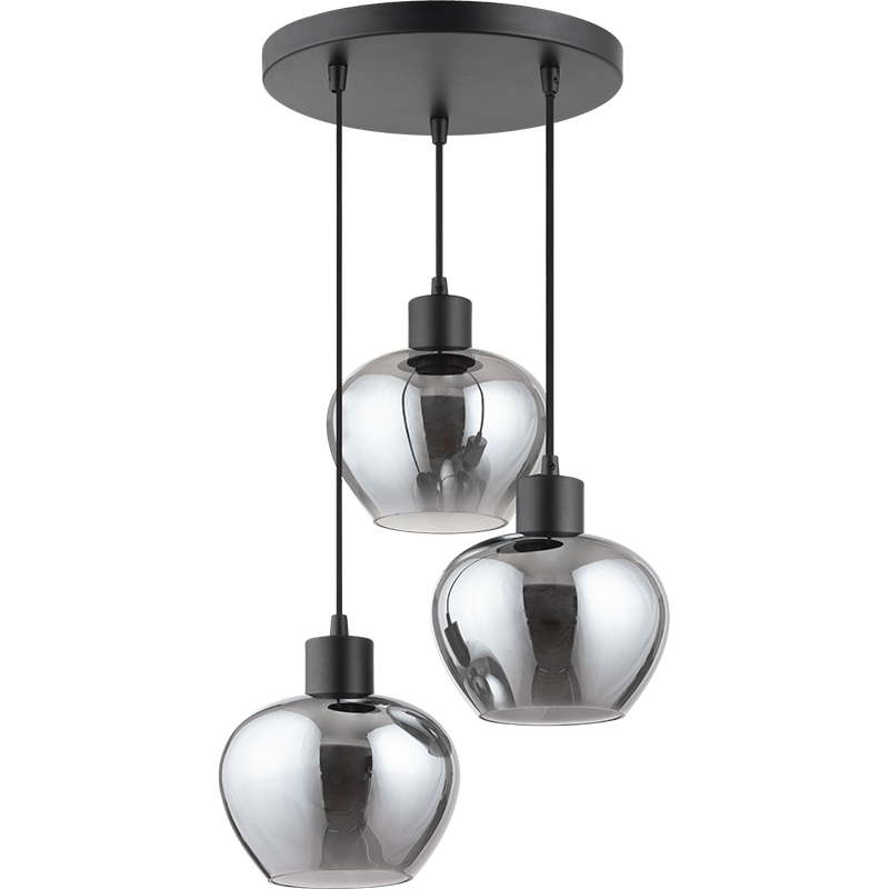 Modren Simple Light Kelly Justerbar Rund Fuld Smoke Glas Loft Pendent Light 3lys Dia19cm E27