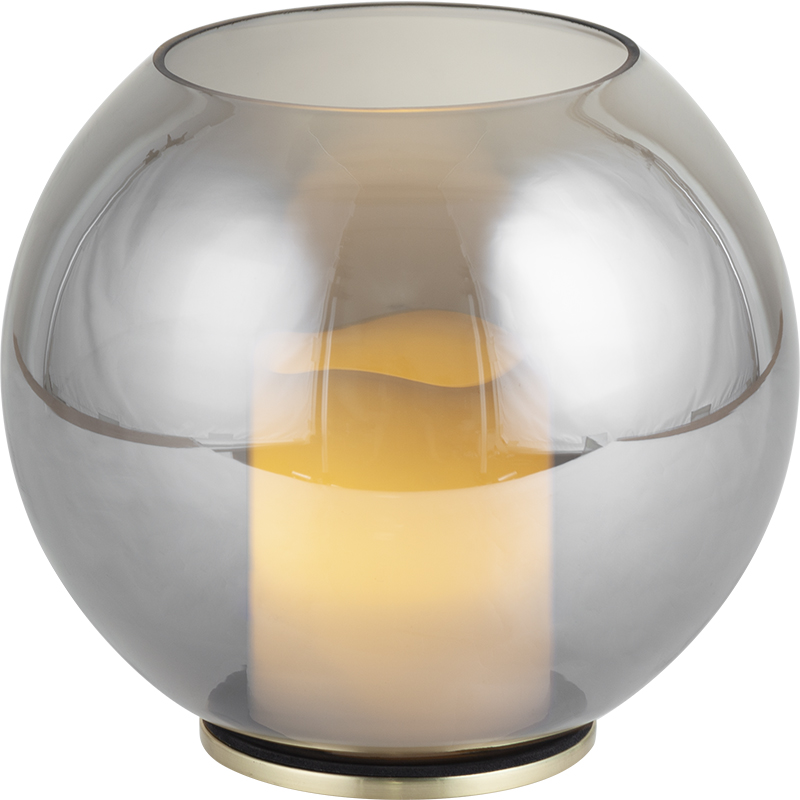 Elegant Decor Ball Glas Lysestage/vase Smoke D20*H17CM