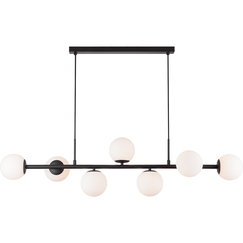 Nordic Authenic Design Hængelys Dekorativ Justerbar Pendent Light 7lys Mat Sort & Opal Glas G9