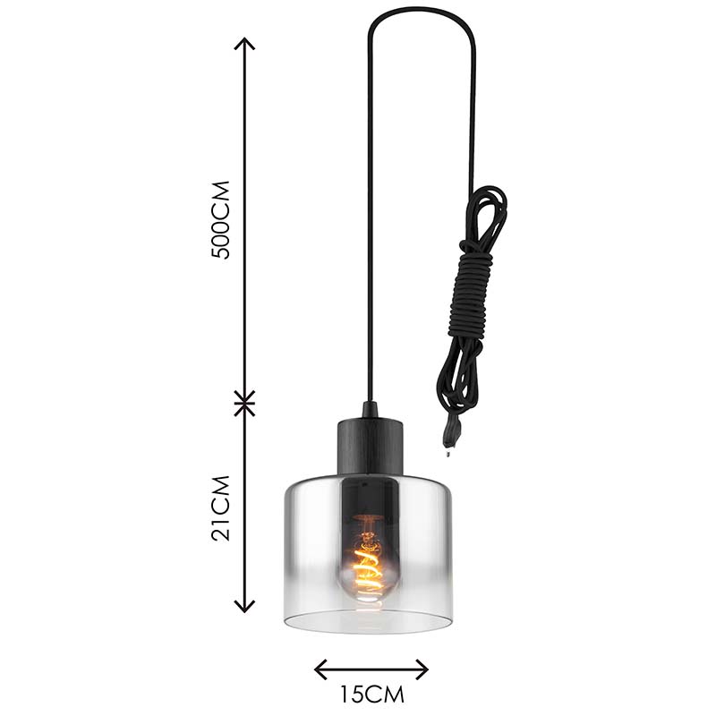 Modren Simple Light Attraktiv lysekrone Gradient Smoke Glas Justerbar Pendel E27 Dim