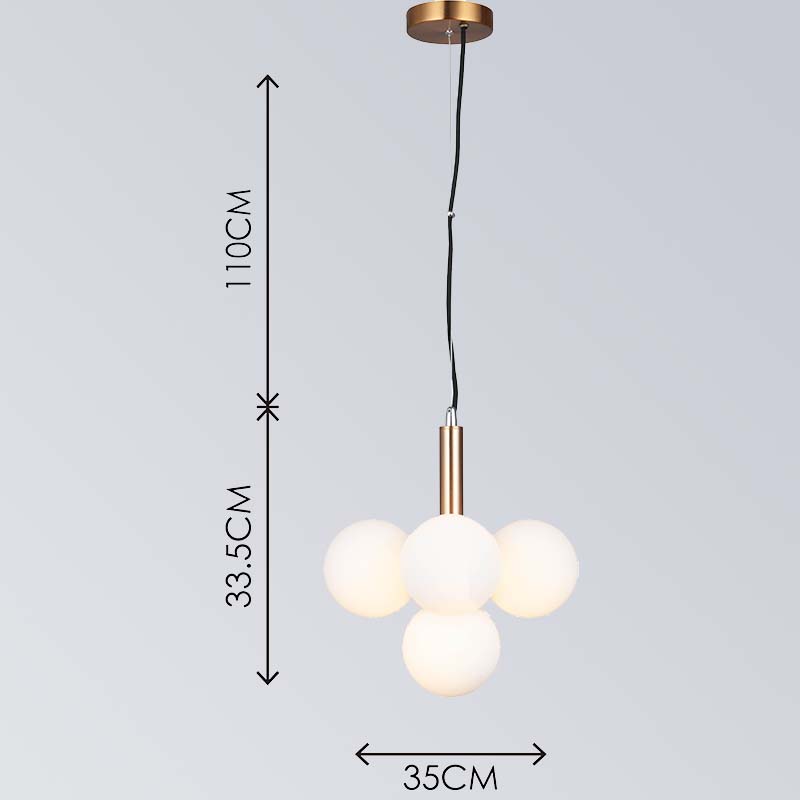 LOLLIOP Hængende wire Lysekrone Opal Glas Justerbar Glaskugle Pendent 5lys G9