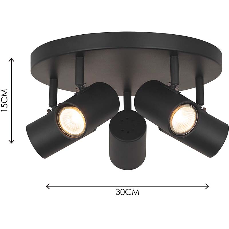 Løft dit rum med den nordiske moderne loftslampe: Enkel og dekorativ - 3 lys, Sandy Black - GU10