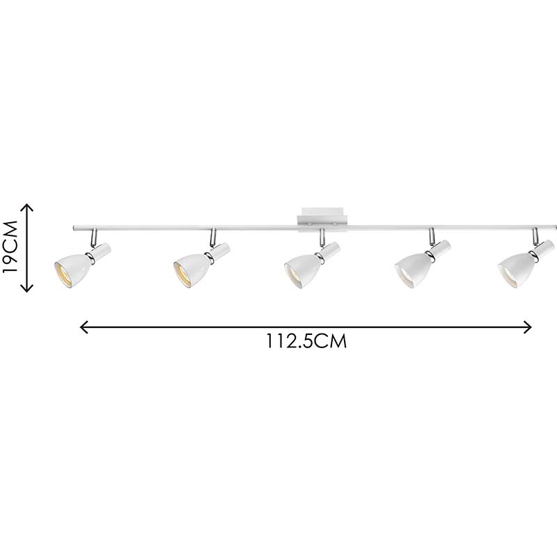 Nordisk inspireret sandhvid loftslampe med 5 justerbare spots