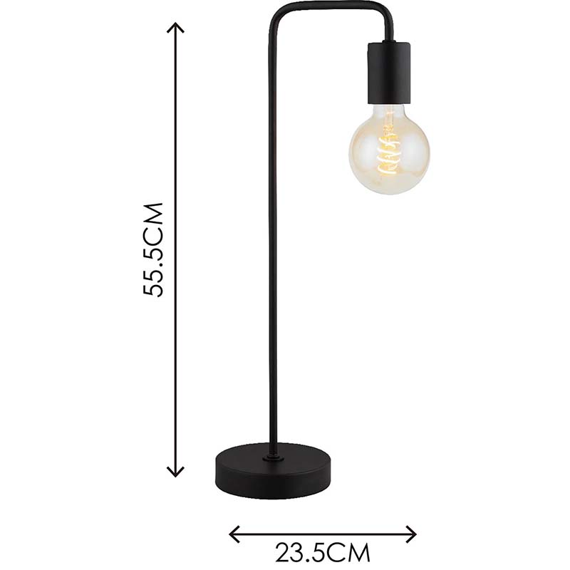 Enkel moderne autentisk design skrivebordslampe Vintage industriel bordlampe mat sort E27