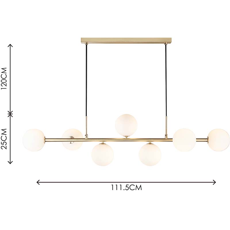 Nordic Authenic Design Hængelys Dekorativ Justerbar Pendel 7lys Mat Messing & Opal Glas G9